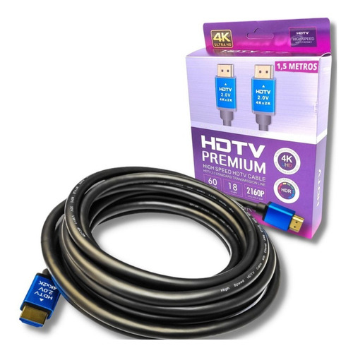 Cable Hdmi 1.5 Metros V2.0 Real 4k 60hz 3d Dorado Ethernet Premium compatible con ARC y HDR MTS-HDMI4K150 AMITOSAI