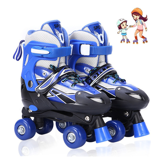 Patines Ajustables 4 Ruedas Protección Para Niños Doble Fila