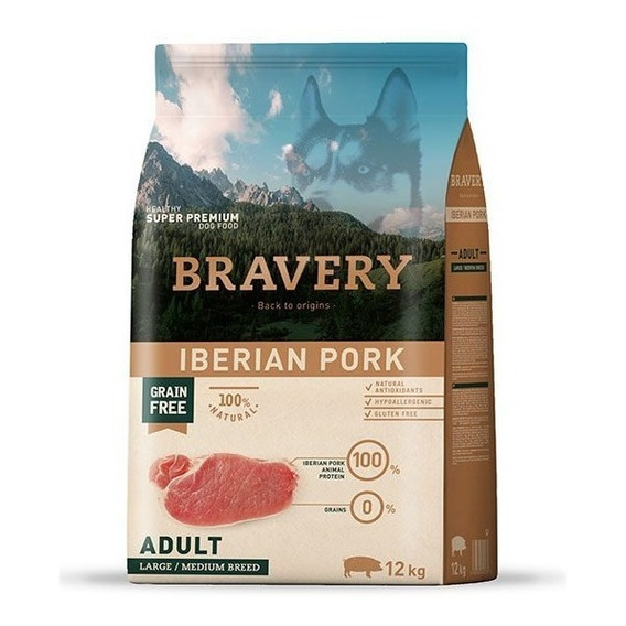 Bravery Iberian Pork Adult Large/medium Breeds 4 Kg