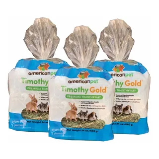 3 Pack Heno Timothy American Pet, El Mejor Heno Para Tu Conejo Cuyo Chinchilla Pues No Contiene Alfalfa Envío Incluido, 