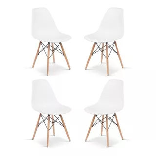 Sillas Eames Comedor X4 Color De La Estructura De La Silla Blanco Color Del Asiento Liso Diseño De La Tela Liso