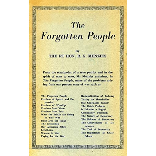 The Forgotten People, De Menzies, Robert. Editorial Connor Court Publishing Pty Ltd, Tapa Blanda En Inglés