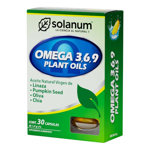 Solanum Omega 3, 6, 9 Plant Oils Linaza, Chia 30cap Sfn Sabor Natural