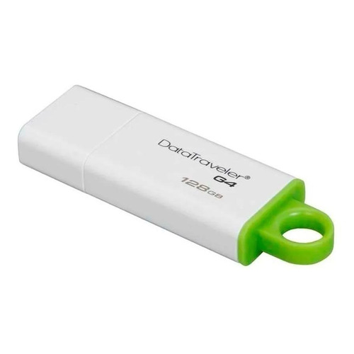 Memoria USB Kingston DataTraveler G4 DTIG4 128GB 3.0 blanco y verde