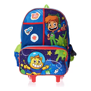 Mochila De Rodas Rodinhas Escolar Infantil Gato Galactico Cor Colorido