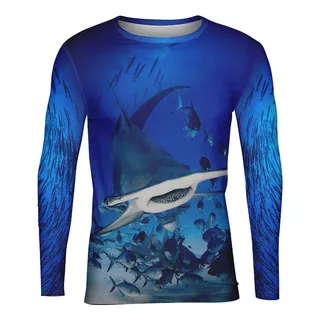 Playera Full Print Jersey Deporte Buceo Hammeerhead Tiburon 