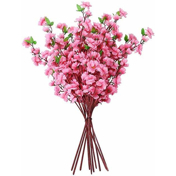 10 Ramas De Cerezo Flor Varas Rosa Artificial Mayoreo