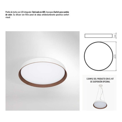 Plafon Led Luka Blanco Madera Oscura 45w Cct Moderno Lk