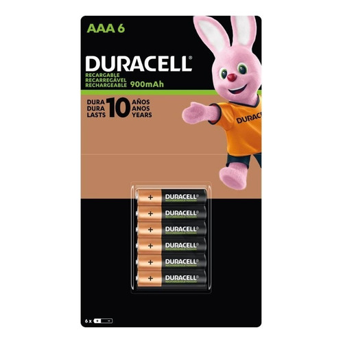 Duracell Recargable MN2400 pilas AAA recargables 900mAh 6 unidades