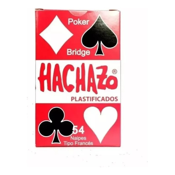 Cartas Naipes De Poker Hachazo X 54 Plastificados Reverso Rojo