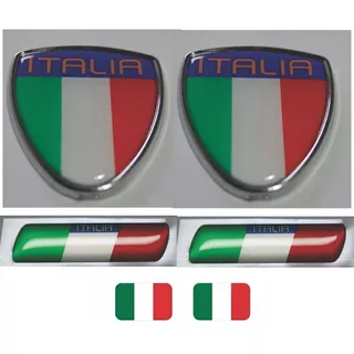 Kit Emblema Italia Paralama+coluna Porta+placa Com 6 Pçs