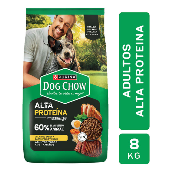 Dog Chow Alta Proteína 8kg Alimento Para Perro