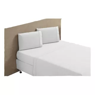 Jogo Lençol 4 Peças Cama Box Casal 400 Fios Micropercal Cor Branco Desenho Do Tecido Liso