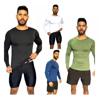 Kit 4 Camiseta Termica Masculina Preto Proteção Uv50+