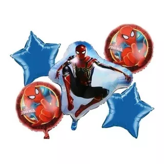 Kits 5pz Globos Metalicos De Spiderman Marvel Hombre Araña Color Kit-02