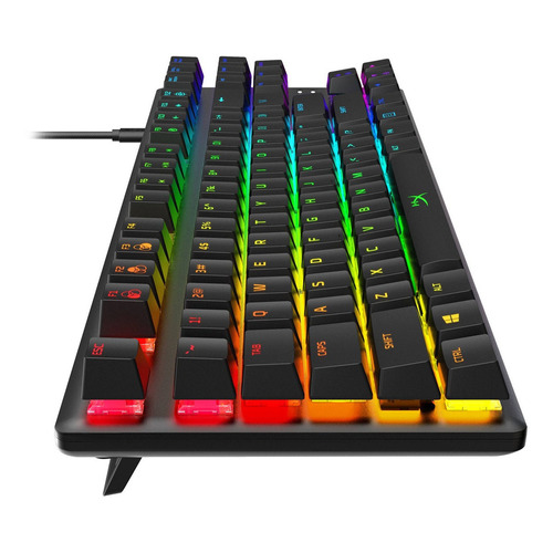 Teclado gamer HyperX Alloy Origins Core QWERTY Red inglés US color negro con luz RGB