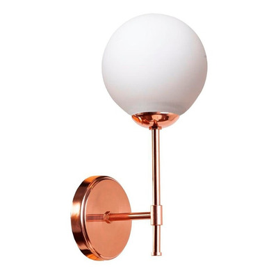 Aplique Medusa Spa 1 Luz Cobre Globo Opal 15cm Apto Led E27