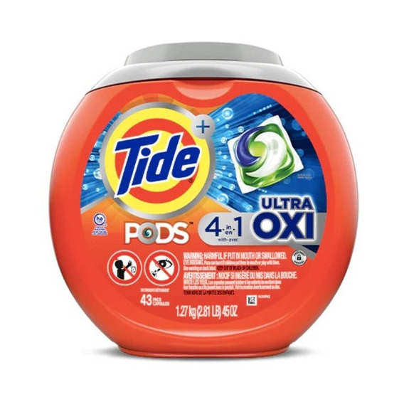 Tide Detergente 43 Capsulas Pods  4 En 1 Ultra Oxi