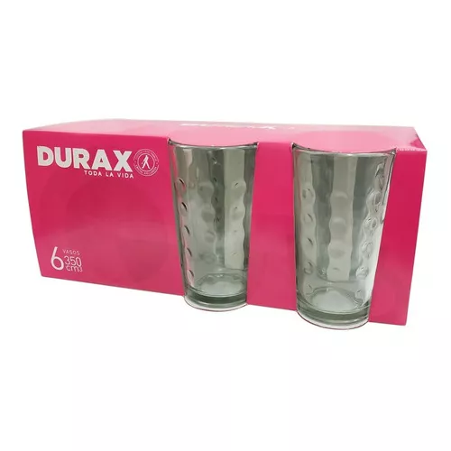 Vasos Vidrio Durax Alto 350 Ml Irupe Transparente Pack X 6