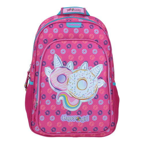 Mochila Grande Escolar Chenson Happy Girl Niña Porta Tablet Hg64397-p Coleccion Acaryn Dona Unicornio Color Fucsia