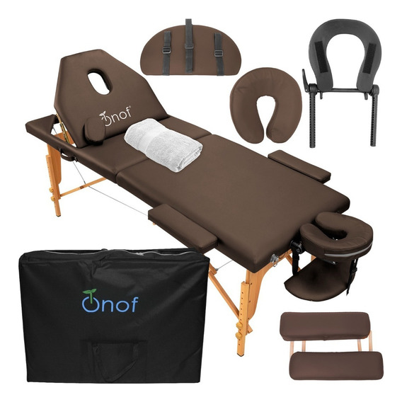 Cama Masaje Onof Reclinable Spa Profesional Portatil Estuche Color Chocolate