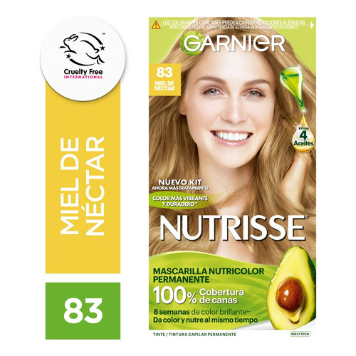 Kit De Tintura Permanente Nutrisse De Garnier Tono Tono 83 Miel de Nectar