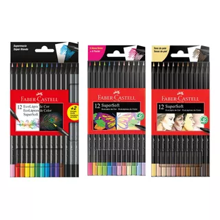 Kit Lapis De Cor Desenho Faber Castell Supersoft 38 Cores