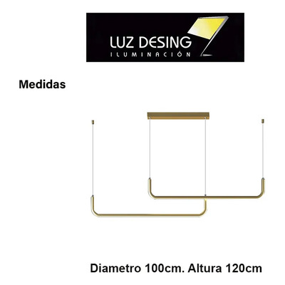 Colgante Led Doble Andryu Dorado Deco Diseño Moderno Lk Dorado