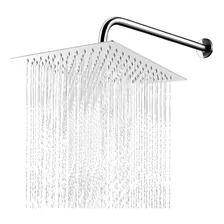 Flor Ducha Electroland Cuadrada Acero Inoxidable 20x20 + Barral 40 Plateado