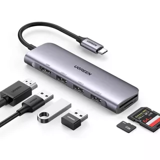 Adaptador Usb C 6 En 1 Multipuerto Ugreen Hub Usb C Hdmi 4k 