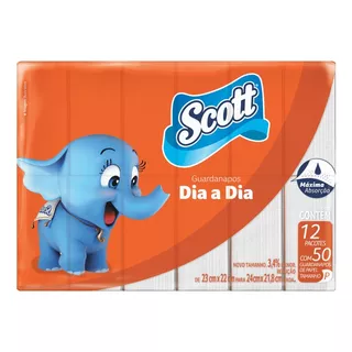 12 Unid Guardanapo Papel Scott Folha Simples Peq 24cm Pct.50