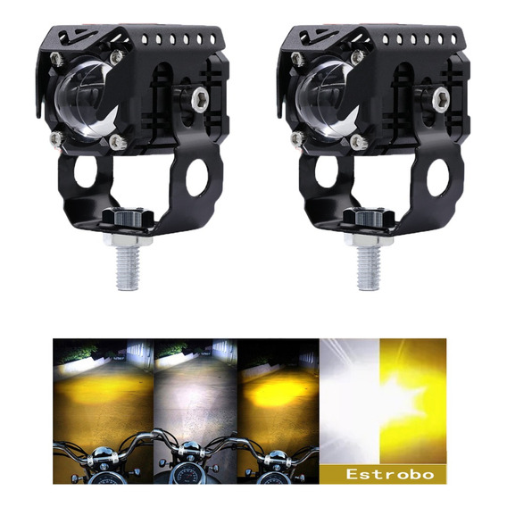 Faros De Lupa De Doble Color De 60w Luz Para Auto Moto 2pcs