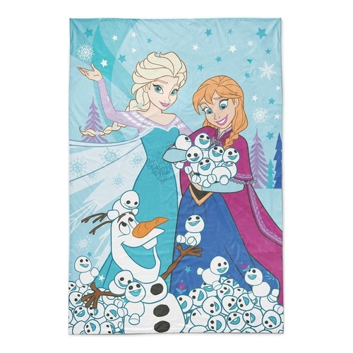 Frazada Piñata Flannel con diseño frozen snowgies de 220cm x 155cm