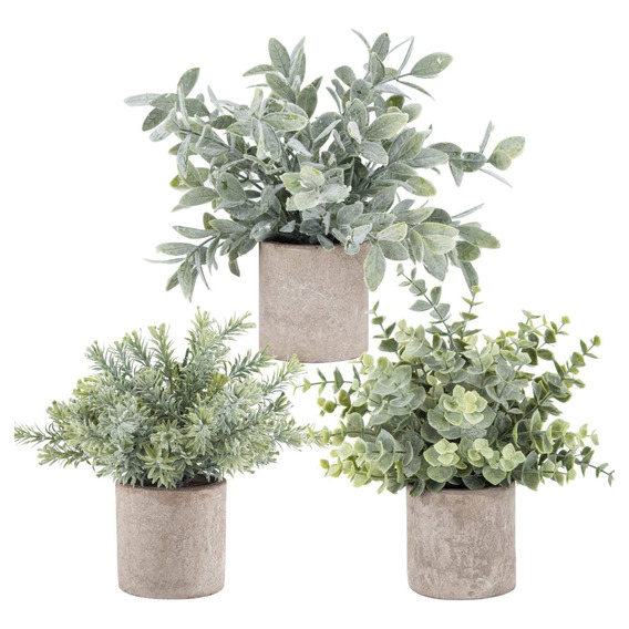 Plantas Artificiales De Eucalipto De Plástico, 3 Piezas