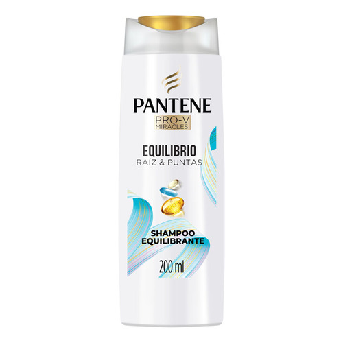 Shampoo Equilibrante Para Pelo Mixto Pantene Equilibrio Raíz Y Puntas Pro-v Miracles Con Algas Marinas, Aceite De Baobab Y Pro-vitamina B5 200 Ml