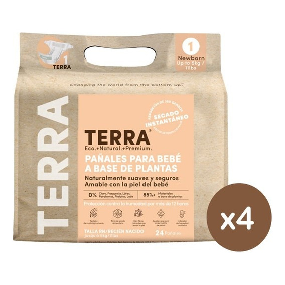 Pañales Terra Biodegradables X 4 Paquetes