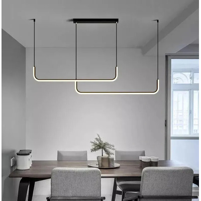 Colgante Led Doble Moderno Luz Desing Iluminación Negro