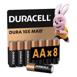 Pilha Alcalina Aa Pequena Duracell Com 8 Unidades