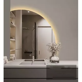 Espelho  Banheiro Iluminação Led Meia Lua  Touch 90x120cm