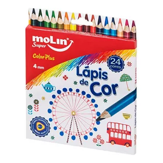 Lápis De Cor Color Plus Molin Caixa Com 24 Cores