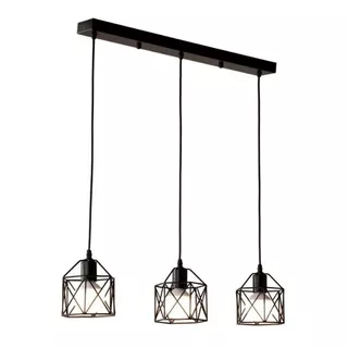 Colgante Techo Luminaria Candil Industrial Negro  Tipo Jaula