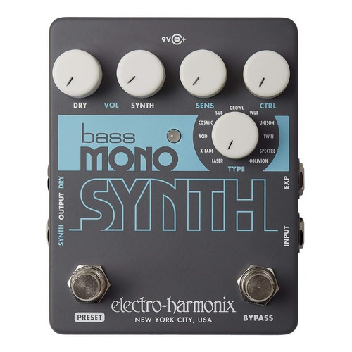 Pedal de efecto Electro-Harmonix Bass Mono Synth  gris