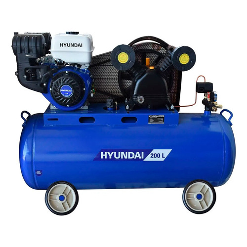 Compresor Hyundai 200l Motor A Gasolina 9.3hp Hyac209g Color Azul Frecuencia 60 Hz
