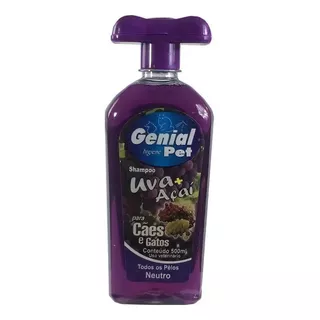 Shampoo Genial Pet Uva+açaí P/ Cães E Gatos 500ml Neutro