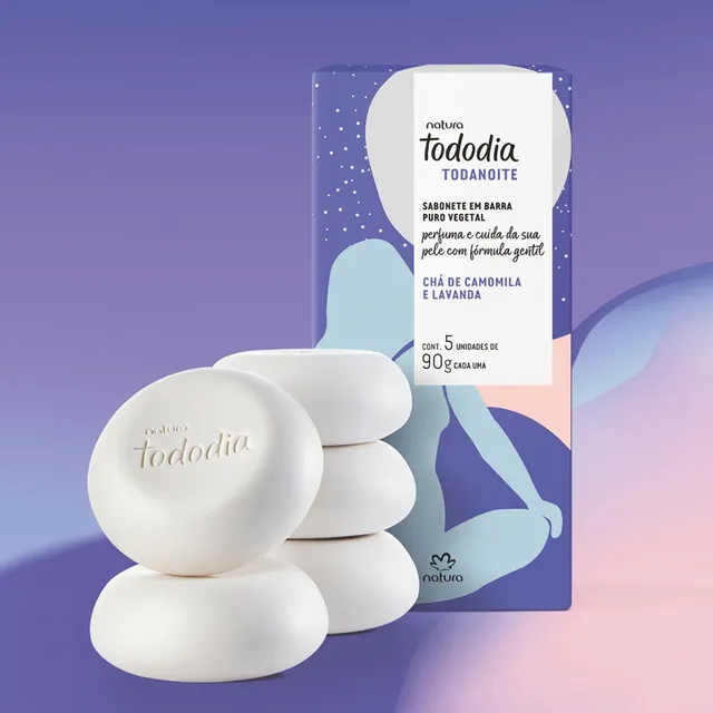 Sabonete em Barra Tododia Todanoite Chá de Camomila e Lavanda 5 unidades de 90
