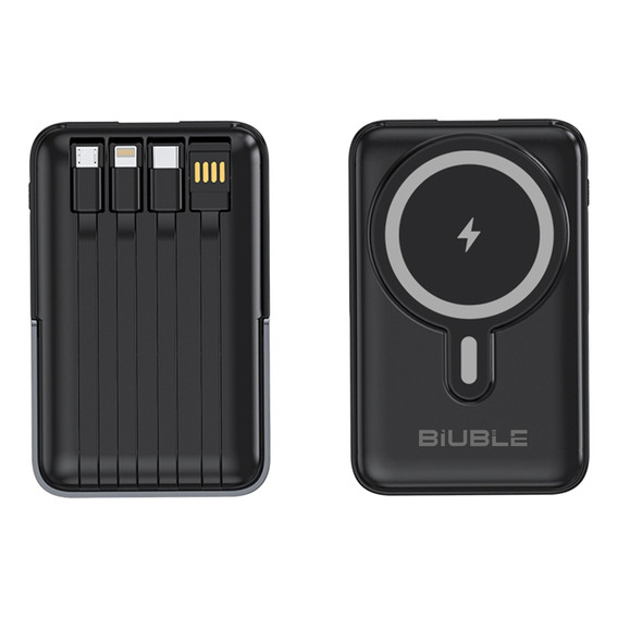 Power Bank 12800mah Pd22.5w Inalámbrico Magnético Con 4lines Color Negro