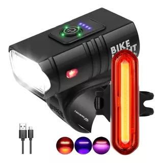 Kit Bike Farol Lanterna Sinalizador Recarregável Usb K56