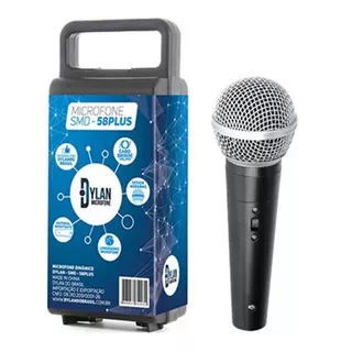 Microfone Dinâmico Unidirecional Dylan Smd-58 Plus Com Chave Cor Preto