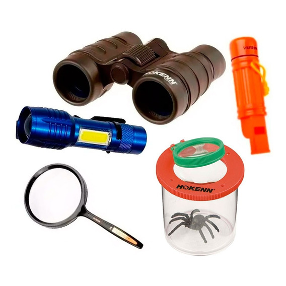 Kit Explorador Binocular Lupa Insectos Brujula Silbato Linte