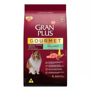 Alimento Gran Plus Gourmet Para Cão Adulto De Raça Média E Grande Sabor Peru E Arroz Em Sacola De 10.1kg